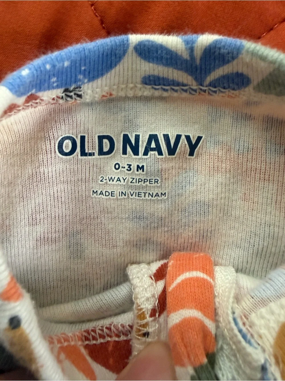 Old Navy Forest Animal Footed One-Piece in Orange, Blue, Green